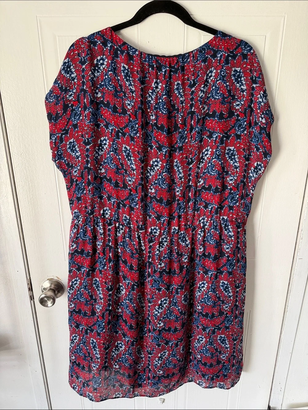 Michael Kors Red and Navy Paisley Midi Dress